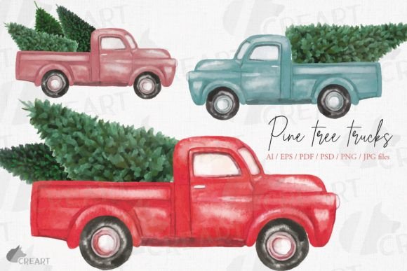 Christmas Pine Tree Pickup Truck Decor Graphics