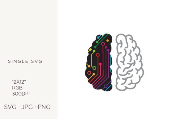 Colorful Digital Brain: SVG Graphics & Icons
