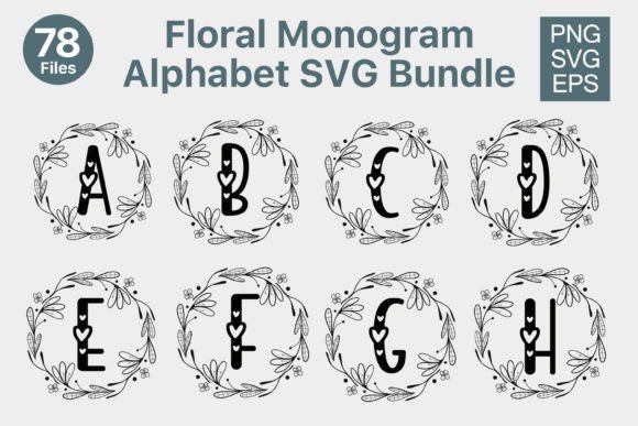 Floral Alphabet Monogram SVG Sublimation for Crafts & Graphics