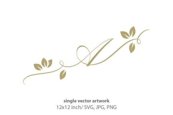 Gold Leaf, Autumn Script Letter a Graphics & Icons