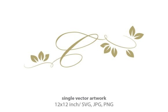Gold Leaf, Autumn Script Letter C Graphics & Icons