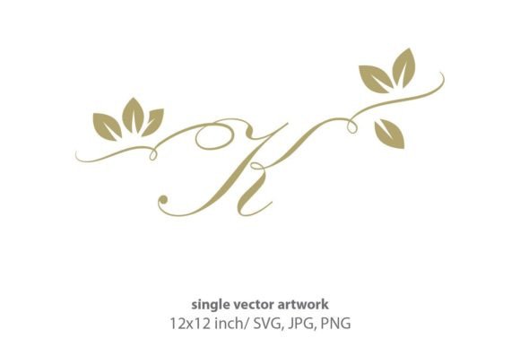 Gold Leaf, Autumn Script Letter K Graphics & Icons
