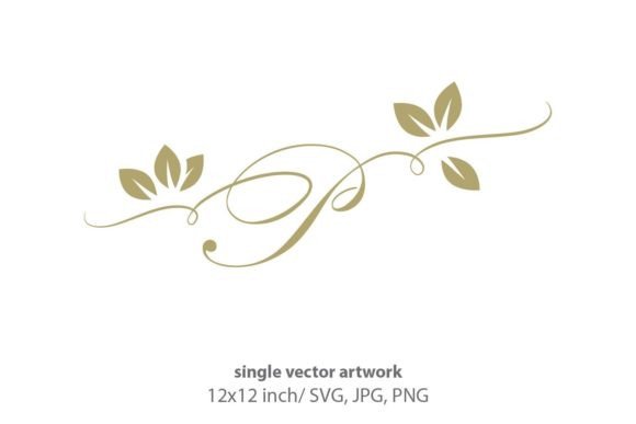 Gold Leaf, Autumn Script Letter P Graphics & Icons
