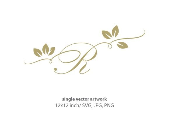 Gold Leaf, Autumn Script Letter R Graphics & Icons