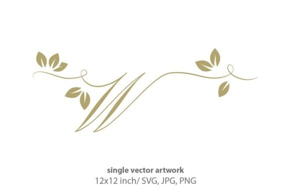 Gold Leaf, Autumn Script Letter W Graphics & Icons