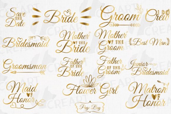 Golden Bridal Crew Party Bundle Graphic: Print Templates & Graphics