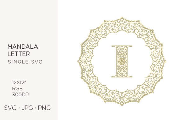Golden Floral Mandala Frame, Letter I: Graphics & Icons Review