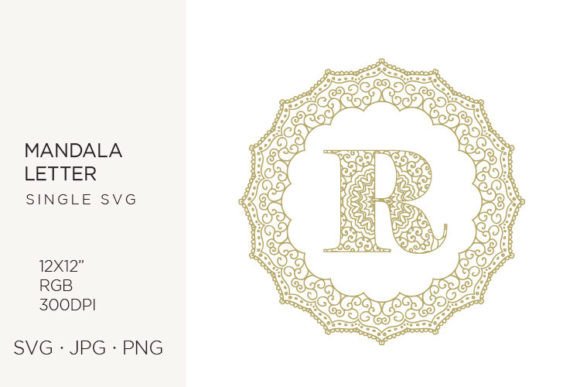 Golden Floral Mandala Frame, Letter R — Graphics & Icons