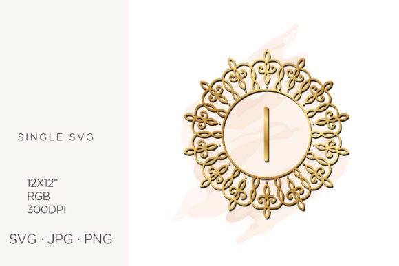 Golden Ornamental Monogram Letter I