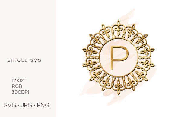 Golden Ornamental Monogram Letter P Graphics & Icons
