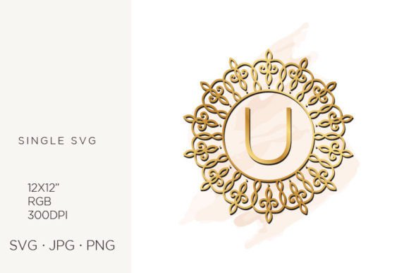 Golden Ornamental Monogram Letter U Graphics & Icons