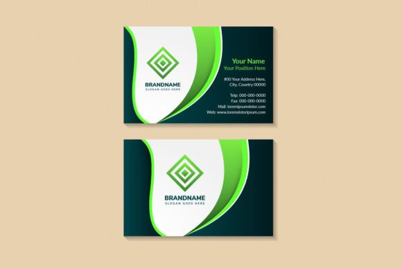Green Business Card Horizontal Layout Graphics & Print Templates