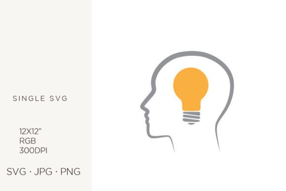 Light Bulb Inside Human Head Graphics & Icons