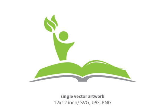 Person with Book and Leaf Graphics & Icons