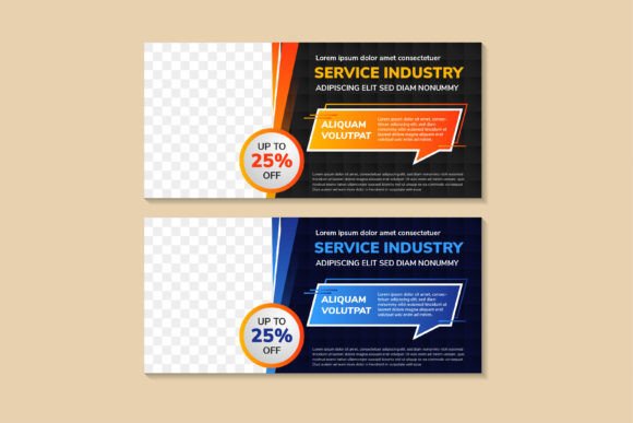 Service Industry Horizontal Banner Graphics for Social Media Posts