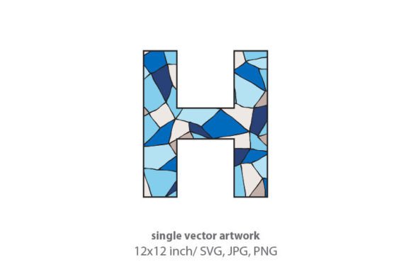 Stained Glass Pattern Inside Letter H: Graphics & Icons
