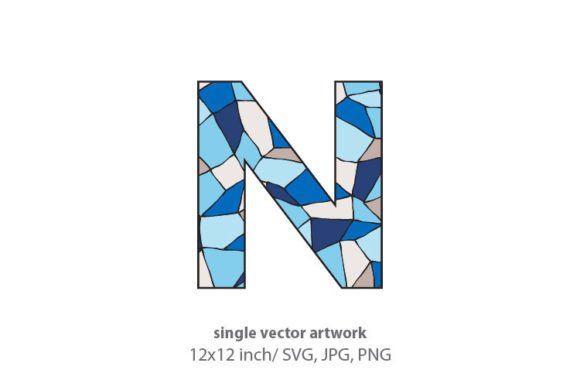 Stained Glass Pattern Inside Letter N Graphics & Icons
