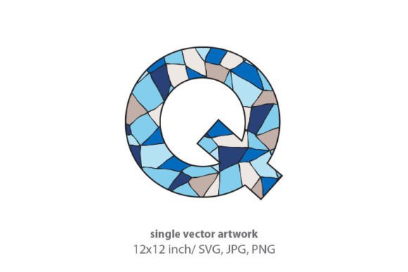 Stained Glass Pattern Inside Letter Q Graphics & Icons
