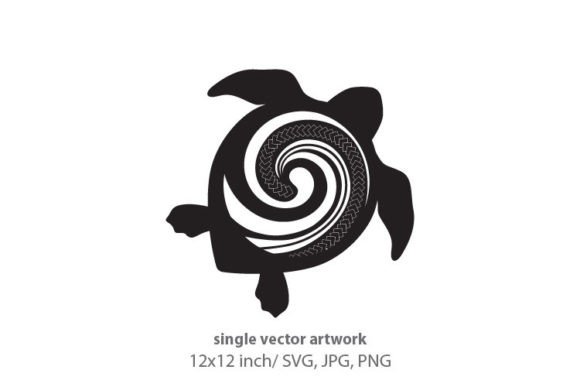 Turtle with Maori Tattoo Shell Graphics & Icons
