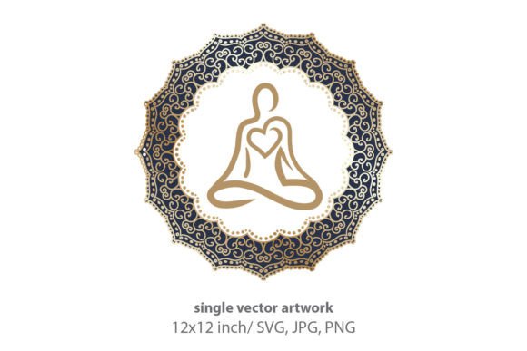 Woman in Yoga Pose Inside Mandala Frame Graphics